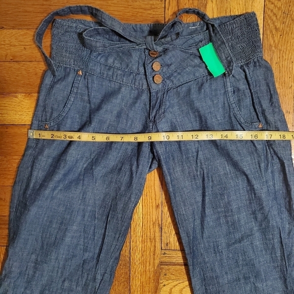 Style H Jeans Women Relaxed Fit Drawstring Linen Blend Denim Dark Wash Size Med - Picture 11 of 13
